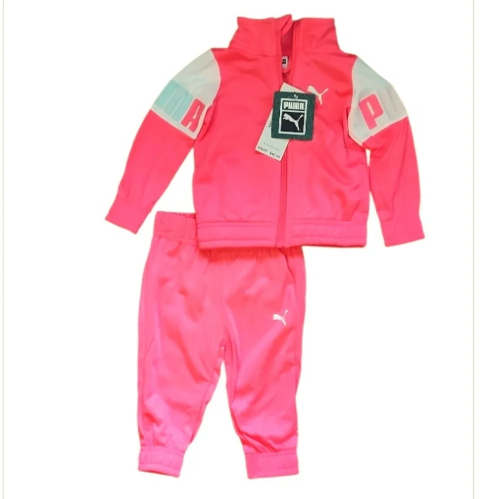 NWT Girl's Puma Minicat 2 Pc Sunset Glow Jogger Tracksuit ~SZ 6/9 Mos - Picture 1 of 5
